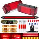 Boat Trailer Lights Kit, Boat Trailer Lights LED Submersible Kit with Amber Trailer Marker Lights Light Bar, 29FT Trailer Wiring, Stop Brake and White Backup Reverse Lights for Boat RV Truck
