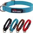 Dog Collar Polyester Cotton Webbing with Neoprene Inner Quick Release Bronze-Colored Buckle for Small Dogs (Blue, S)