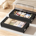 XXXXL Extra Long Under Bed Storage with Wheels,BIGGEST Size (66L) under the bed storage Organizer with Lid&Label,Rolling Under the bed Metal Drawer for Clothes,Shoes,Toys(36x17x 6In)