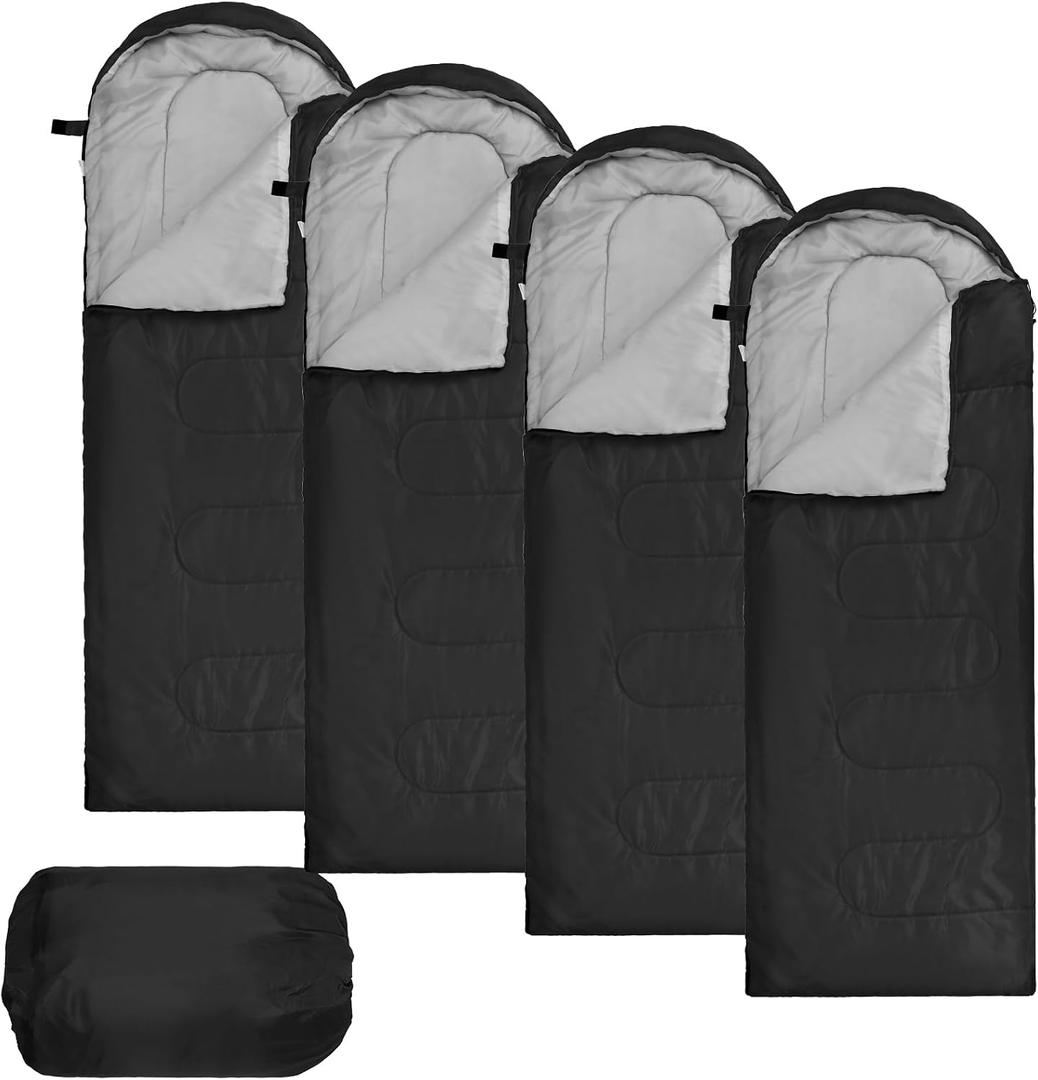Macarrie 4 Pcs Bulk Sleeping Bags for Adults 0 Degree Waterproof Backpack Bags with Compression Sack for Backpacking, Camping, Hiking, Emergency Shelters, approx. 83 x 30"