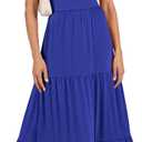 ANRABESS Women's Summer Casual Long Maxi Beach Vacation Dresses Sleeveless Square Neck Flowy Tiered Sun Dress with Pockets, Small