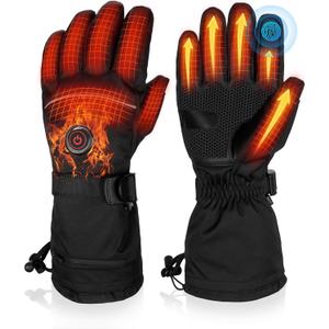 Heated Gloves - 5V Rechargeable, Waterproof, Non-Slip Electric Heating Gloves for Cycling, Skiing, Hiking, Hunting (Large)