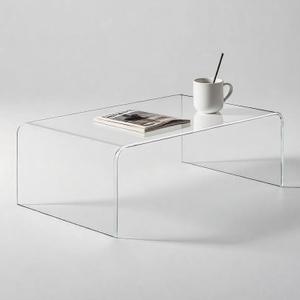 Acrylic Thick Coffee Table for Living Room. 39" Modern Minimalist Rectangular and Clear End Table.Easy to Clean and Safe Rounded Edges (39.4" W x 20" D x 14" H)