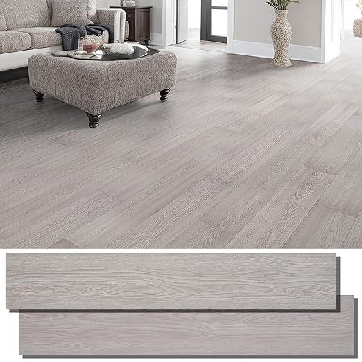INMOZATA 36-Pack Peel and Stick Flooring Vinyl Floor Tile (White Wash Wood) | 54 Sq.Ft, Waterproof, Heat-resistant, Wood Grain, Strong Adhesive, DIY Flooring for Bedroom Living Room Bathroom Kitchen RV