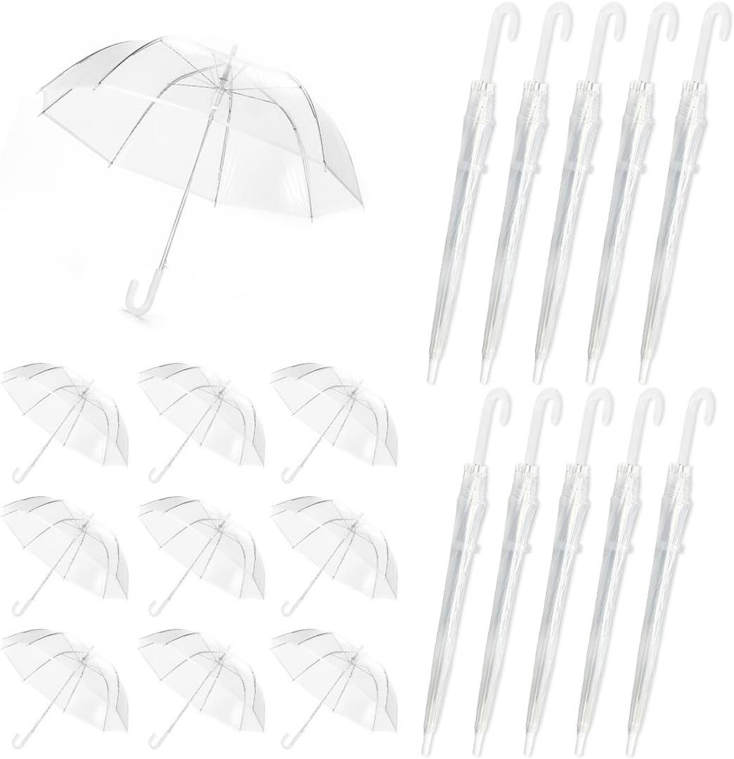 10 Pcs Clear Umbrellas Wedding bulk, Transparent Umbrellas, Windproof Large Clear Umbrella for Outdoor Events, Wedding Supplies