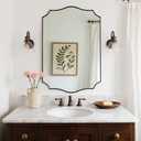 ANDY STAR Brushed Bronze Mirror, 24"x36" Bronze Rectangle Mirror, Bathroom Mirror with Anti-Rust Stainless Steel Metal Frame, Stunning Curved Design Ideal for Home Remodel