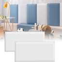 3D Anti-Collision Wall Padding, Peel & Stick Upholstered Panels, Queen Headboard, Playroom Decorative Protection, Pack of 2 Panels - 23.6' X 11.8' (White)