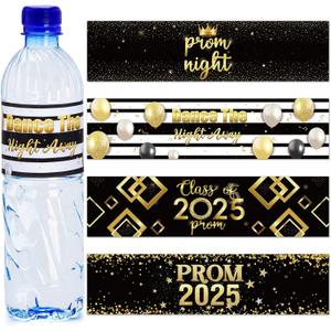 100 Pcs Prom Night Water Bottle Labels Graduation Waterproof Water Bottle Sticker Grad Labels Decal for Graduation Party Favor Table Decoration College High School Senior, 4 Designs