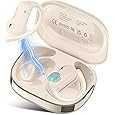 Open Ear Earbuds, Bluetooth 5.4 Wireless Earbuds with Ear Hooks, 32H HiFi Stereo Open Ear Headphones with Clear Calls, IPX7 Lightweight Air Conduction Headphones,Ivory White