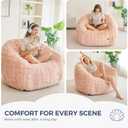MAXYOYO Giant Bean Bag Chair for Adults, Stuffed Shell-Shaped Large Bean Bag Couch, Cozy Living Room Chair with Filler, Floor Sofa Lazy Sofa for Bedroom Living Room, Pink