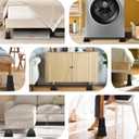 Bed Risers 12 inch Heavy Duty,Elevation in Heights 1,2,3,4,5,6,7,8,9,10,11,12 InchAdjustable Furniture Risers for Chair Table and Desk Legs Lifting (4 Pack,Black) (Square)