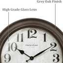 Presentime & Co. 26" Clifton in/Outdoor Farmhouse Clock with Thermometer & Hygrometer as All in One Weather Station, Farmhouse Wall Art and Timepiece for Home Decoration, Grey Oak Finish