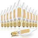 Hizashi 90+ CRI LED Candelabra Bulb 40W Equivalent E12 LED Bulb Dimmable 2700K Soft Warm White, Chandelier Light Bulbs, 4W 450LM Flame Tip CA10 Candle Light Bulbs, UL Listed - 12 Pack