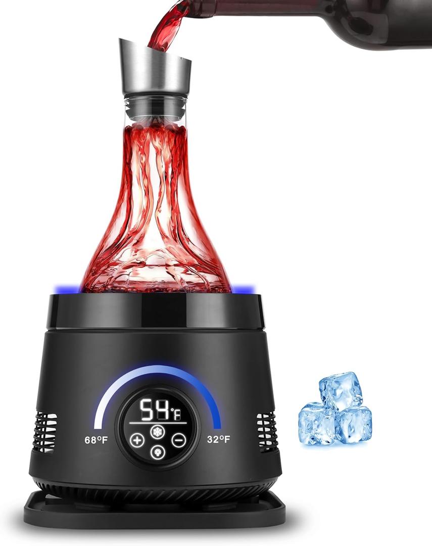 Cobalance Electric Wine Chiller Decanter with Built-in Aerator, 50oz Bottles Cooler & Carafe, 24-Hour Keep Cool, Perfect for Red, White Wine, Gift for Lovers (50.7 Ounces)