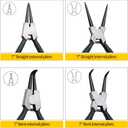 Snap Ring Pliers Set, 4pcs 7" Internal/External Circlip Pliers Kit with Straight/Bent Jaw, Heavy Duty Precision Spring Loaded Pliers for Ring Remover Retaining and Remove Hoses, Gaskets