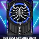 1600W Slim Underseat Car Subwoofer and Amp Package, Powered Car Subwoofer with Built-in Amp, Subsonic Deep Bass, RGB Beat Light, Low Pass/Gain/Bass Boost Control, Truck SUV Car Audio Subwoofer