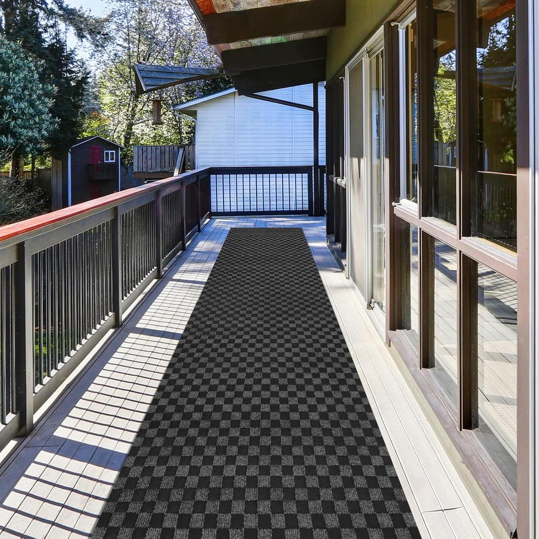 Runner Rug 2 ft x 6 ft Carpet Runners, Indoor/Outdoor Hallway Kitchen Entryway Bedroom Area Rugs with Non-Slip Rubber Backing, Garage mat, Checkered Black, Custom