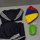 Adults Chavo Costume Stripe T-Shirt Pants Suspenders with Hat Sets Cosplay Uniform Outfits (Small, Black)