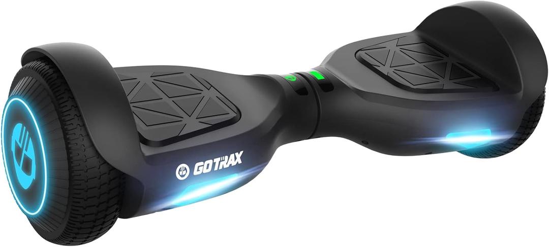 Gotrax Edge Hoverboard with 6.5" LED Wheels & Headlight, Max 5km Range & 10km/h Power by Dual 200W Motor, UL2272 Certified and 65.52Wh Battery Self Balancing Scooters for 44-176lbs Kids Adults(Black)