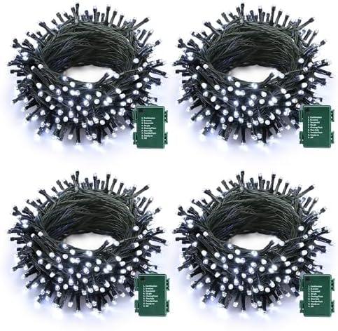Lomotech Battery Operated Christmas Lights - 4 Pack Total 66ft  Battery String Lights 8 Modes Waterproof with Timer for Home, Garden, Party, Holiday, Christmas Tree Decoration (White)