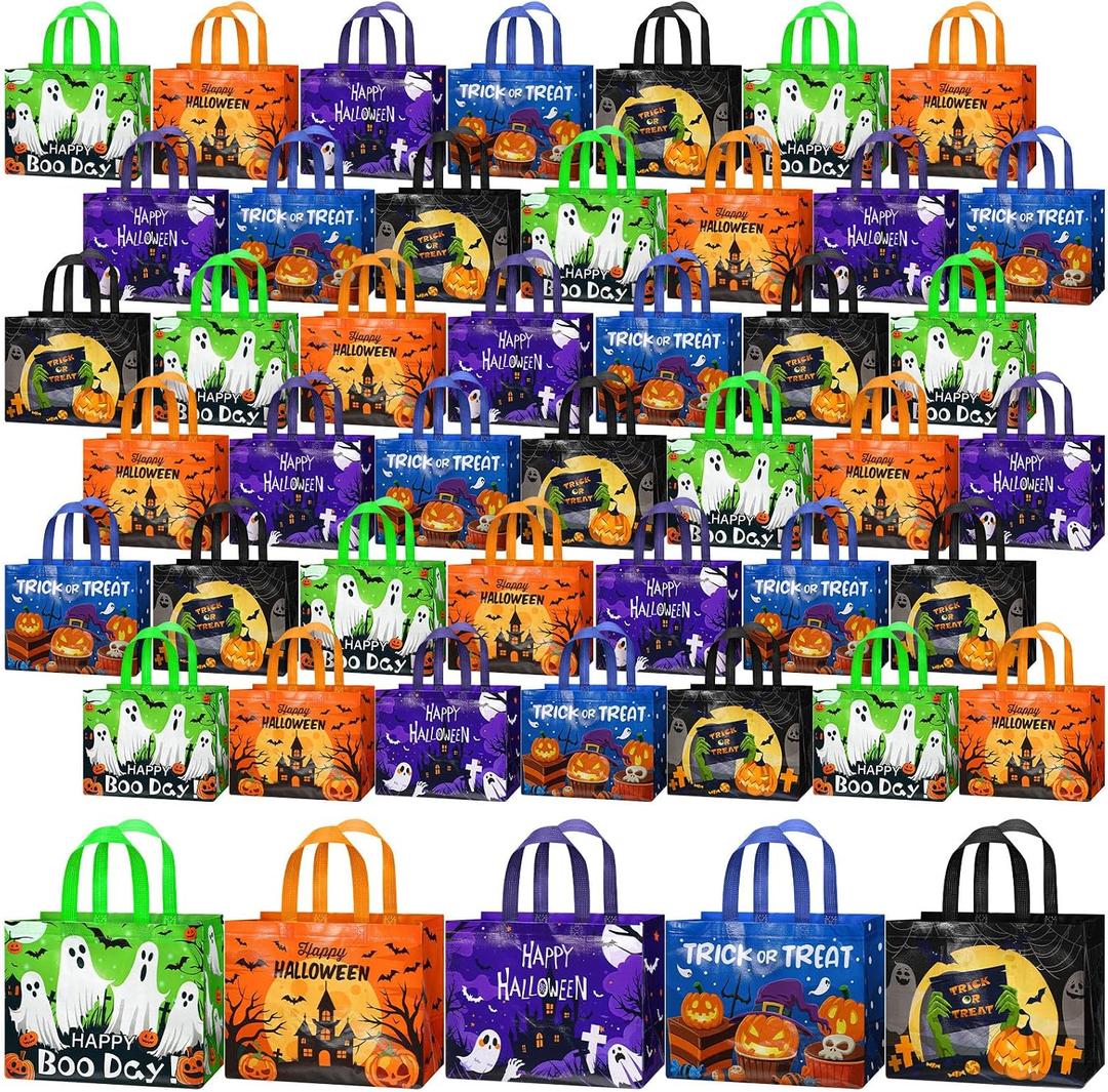Abbylike 100 Pack Halloween Tote Bags Bulk, Large Gift Bags with Handles, 1 Count