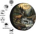 Landscape and Deer Spare Tire Cover Wheel Protectors Weatherproof Deer Pattern Wheel Covers Universal Fit for Trailer RV SUV Truck Camper Travel Trailers Accessories 15 Inch
