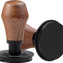 Normcore 58.5mm Coffee Tamper V4.1 with Click Sound Feedback, Spring Loaded Tamper With Titanium PVD Coating Flat Base, Genuine American Walnut Handle