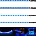Boat Led Strip Lights, 4 Pcs 24'' Marine Interior Courtesy Deck Navigation Lights, Super Bright Waterproof Marine Led Lights Strip for 12V Pontoon Fishing Boat Yacht Kayak Sailboat (Blue)