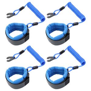 4PCS Boat Safety Key Lanyards Outboard Jet Ski Kill Switch Stop Cord Tether Emergency Shut Off Lanyard (Blue)