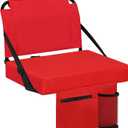 Stadium Seats for Bleachers with Back Support Bleacher Seat Soft Cushion Light Weight Includes Shoulder Strap & Cup Holder, Front & Back Zipper Pocket, Suitable for Sports Events,Red