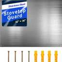 Reversible Stainless Steel Backsplash Behind Stove Metal BackSplash Panel Stainless Steel Cooking Backsplash Wall Panel for Kitchen Cooking Panel Pre Drilled Holes Matching Screws (36 x 32 Inch)