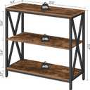 MAHANCRIS Sofa Table, Industrial Console Table, 3-Tier Narrow Side Table with Open Shelves, Foyer Table for Entryway, Hallway, Kitchen, Living Room and Bedroom, Easy Assembly, Rustic Brown CTHR8001Z, 9.4"d X 31.5"w X 31.7"h