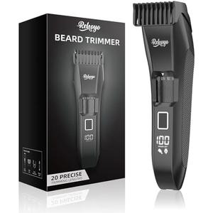 REHOYO Beard Trimmer for Men Adjustable: Professional Cordless Trimmer with 20-Length Dial – Waterproof Hair Clippers w/Stainless Steel Blades for Beard, Mustache & Face Grooming – Gifts for Dad & Him
