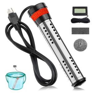 2000W Immersion Water Heater, Portable Water Heater Electric with 304 Stainless Steel Cover Intelligent Temperature Control, Bucket Heater with Anti-Dry Burn Heats up to 5 Gallons of Water in Minutes