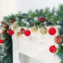 2.36In Velvet Christmas Ball Ornaments, 25PCS Red/Gold Flocked Christmas Tree Hanging Decorations, for Home Holiday Wedding Indoor Xmas Party Decor.