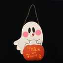 CCINEE Halloween Hanging Sign,Trick or Treat Door Hanger Decor with LED Light for Halloween Indoor & Outdoor Party Decoration