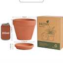 INGOFIN Terracotta Pots Set with Saucer - 2-Pack Ceramic Clay Planters with Drainage Hole, Garden Flower Succulent Pots with Tray for Indoor Outdoor Plants, 8 inch, Set of 2, 8/8 inch -2 pcs