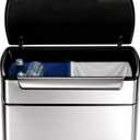 simplehuman 48 Liter / 12.7 Gallon Touch-Bar Dual Compartment Kitchen Recycling Trash Can, Brushed Stainless Steel