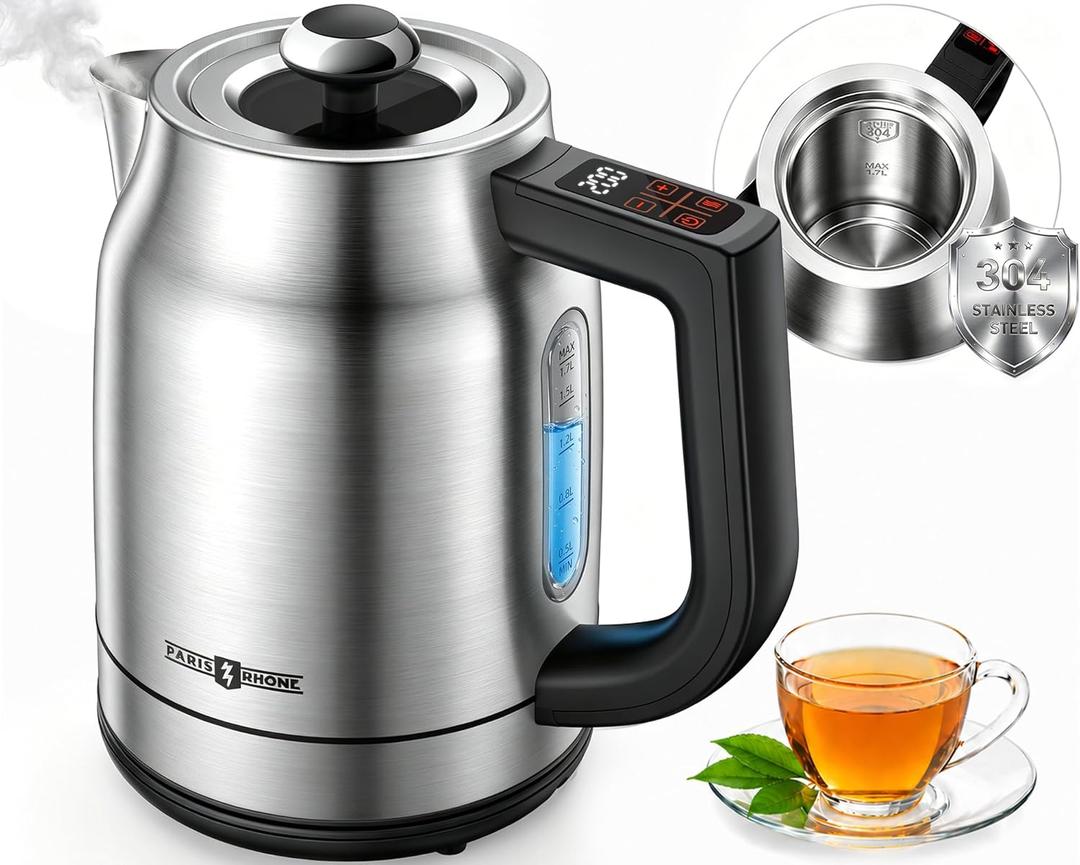 Electric Kettle with Temperature Control, 1.7L 1500W Stainless Steel Tea Kettle, 13 Preset Temperatures, LED Display, Keep Warm 2 Hours, Strix Thermostat, BPA Free Hot Water Boiler for Tea & Coffee