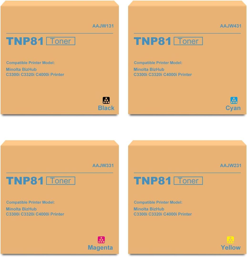 TNP80 TNP81 Toner Cartridge Replacement for Konica bizhub TNP-80 TNP-81 AAJW431 AAJW331 AAJW231 AAJW131 Toner for Konica Minolta BizHub C3300i C3320i C4000i Printer