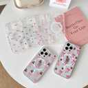 ZTOFERA for iPhone 15 Pro Magnetic Case Clear,Cute Love Heart Ribbon Bow Tie Aesthetic Phone Case,Transparent Trendy Slim Soft Shockproof Protective Phone Cover for Women Girls,Blush