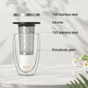 Glass Tea Cup with Infuser and Lid, Tea Infuser Mug in 12 OZ/350ML, Heat-Proof Double Wall Glass Tea Cup, 100% Plastic-Free Tea Mug with Lid and Strainer, Keeps Drinks Hot/Cold Longer Time