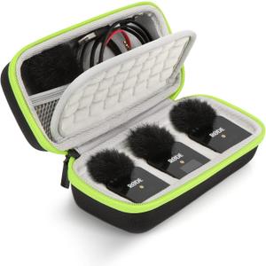 YOUSHARES Wireless Go 2 Hard Carring Case - Professional Flocking Mic Case Compatible with Rode Wireless GO II Dual Channel Compact Digital Wireless Microphone System (Black)
