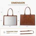 LOVEVOOK Laptop Tote Bag for Women, 17.3 Inch Large Capacity Vintage Leather Work Computer Bag, Business Casual Shoulder Handbag, Dark Brown