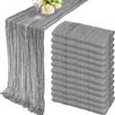 12 Pack 10Ft Cheesecloth Boho Gauze Table Runner - 35x120 Inch Rustic Cheese Cloth Long Table Runner for Wedding, Bridal Shower, Birthday Party Decor (Gray) (Grey)