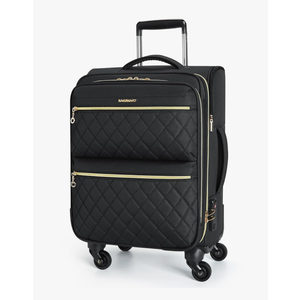 BAGSMART Softside Expandable Luggage Airline Approved with Spinner Wheels, 20 Inch Carry On Luggage 22x14x9 with TSA Lock, Quilted Rolling Suitcases for Women, Black