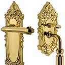 Nostalgic Warehouse Victorian Plate F Grip Entry Set Fleur Lever in Polished Brass