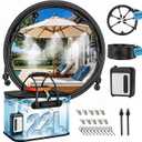 Bluepro 50FT Portable Misting System for Cooling, Misters for Outside Patio with 5.8Gal/22L Foldable Tank, 5200mAh Pump (IPX8) & 8 Adjustable Brass Nozzles for Umbrella, Camping, Golf Cart, Sport