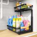 PXRACK Under Sink Organizer, Adjustable Height, 2 Tier Pull Out Under Cabinet Organizer, Slide Out Thickened Metal Under Sink Storage for Kitchen Bathroom Laundry Pantry Cabinet, Black, Small-1-Pack