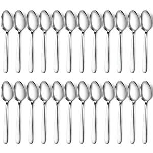 Flatware 24 -Pcs Dinner Spoons, 7.4 inch Spoons Silverware, Stainless Steel Spoons Set, Silver Spoons, Silverware Spoons Use for Home, Kitchen, Restaurant,Dishwasher Safe, Mirror Polished